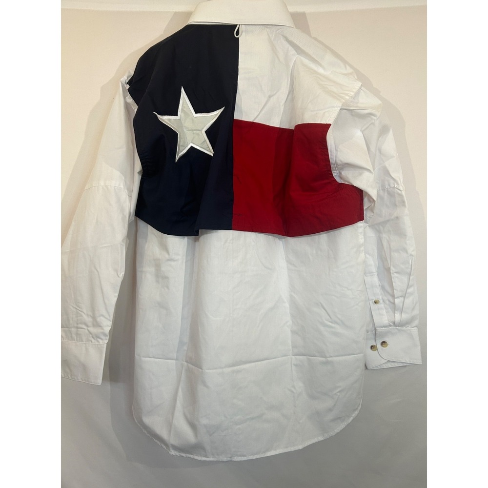 Tiger Hill Texas Flag White Fishing Shirt - Size M Long Sleeves Button Down NEW